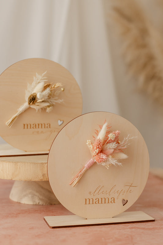 Moederdag | Houten bordje met droogbloemen